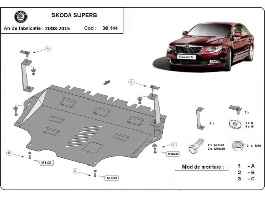 Oceľový kryt motora Skoda Superb (2008-2015)Skoda Superb