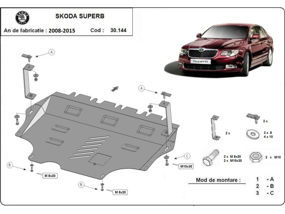 Oceľový kryt motora Skoda Superb (2008-2015)Skoda Superb
