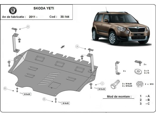 Oceľový kryt motora Skoda Yeti (2011-2017)Skoda Yeti