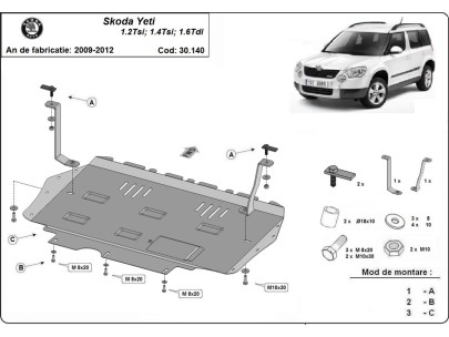 Oceľový kryt motora Skoda Yeti (2009-2012) 2