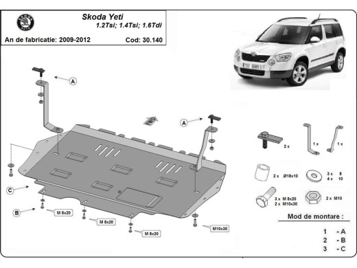 Oceľový kryt motora Skoda Yeti (2009-2012)Skoda Yeti