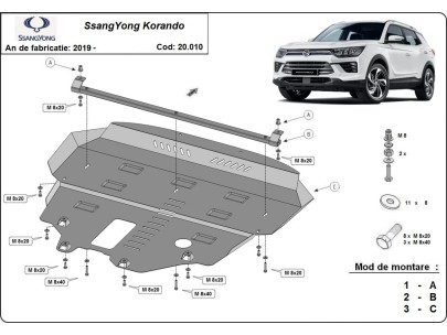 Oceľový kryt motora SsangYong Korando (2019-2026)