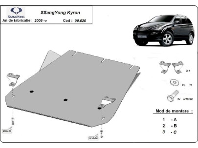 Oceľový kryt prevodovky SsangYong Kyron (2005-2014) 2