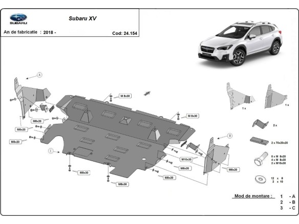 Oceľový kryt motora Subaru XV (2018-2022)Subaru XV