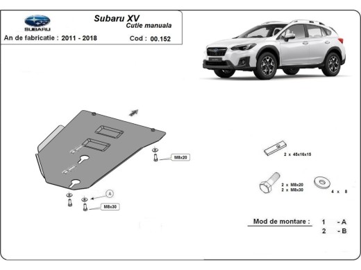 Oceľový kryt manuálna prevodovky Subaru XV (2011-2017)Subaru XV