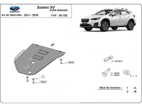 Oceľový kryt manuálna prevodovky Subaru XV (2011-2017)Subaru XV
