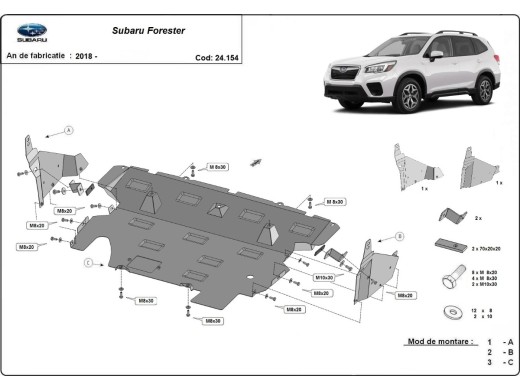 Oceľový kryt motora Subaru Forester 5 (2018-2024)Subaru Forester