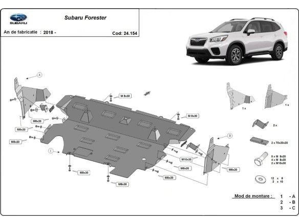 Oceľový kryt motora Subaru Forester 5 (2018-2024)Subaru Forester