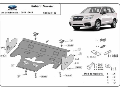 Oceľový kryt motora Subaru Forester 4 (2014-2018) 2