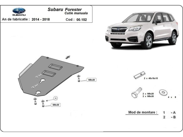 Oceľový kryt manuálna prevodovky Subaru Forester 4 (2014-2018)Subaru Forester