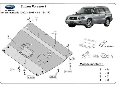 Oceľový kryt motora Subaru Forester 2 (2002-2008) 2