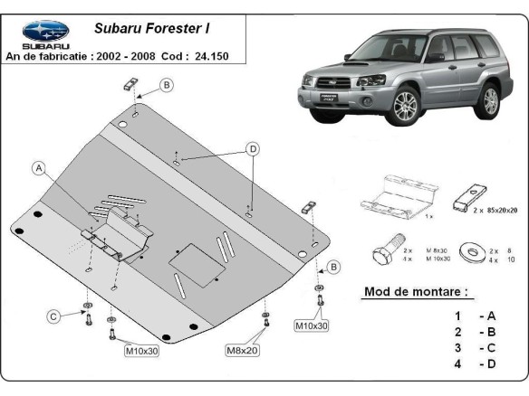 Oceľový kryt motora Subaru Forester 2 (2002-2008)Subaru Forester