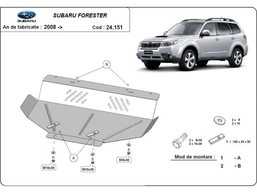 Oceľový kryt motora Subaru Forester 3 (2008-2013)Subaru Forester