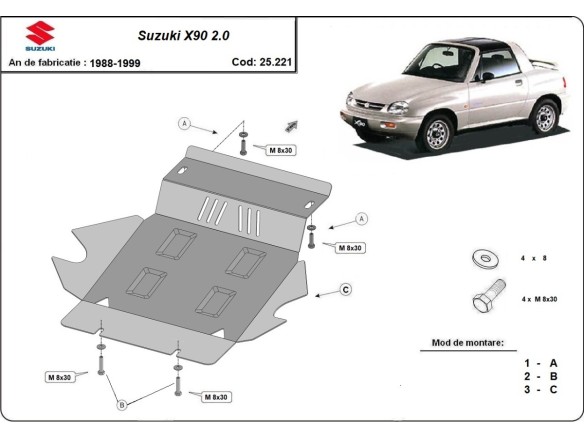 Oceľový kryt motora Suzuki X90 2.0 (1988-1999)Suzuki X90