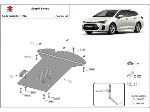 Oceľový kryt katalyzátora Suzuki Swace (2020-2025)Suzuki Swace