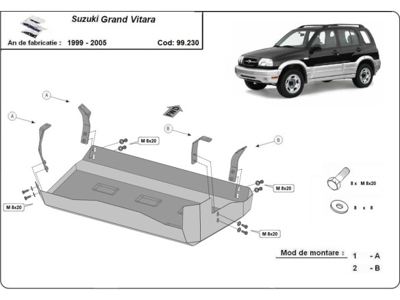 Oceľový kryt palivovej nádrže Suzuki Grand Vitara (1999-2005)Suzuki Grand Vitara