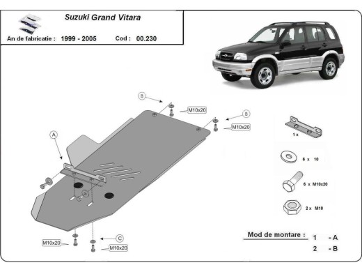 Oceľový kryt prevodovky Suzuki Grand Vitara (1999-2005)Suzuki Grand Vitara
