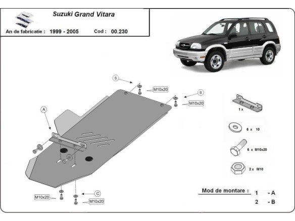 Oceľový kryt prevodovky Suzuki Grand Vitara (1999-2005)Suzuki Grand Vitara
