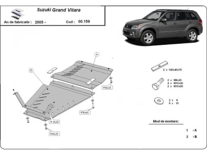 Oceľový kryt prevodovky a reduktora Suzuki Grand Vitara 2 (2005-2019) 2