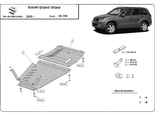 Oceľový kryt prevodovky a reduktora Suzuki Grand Vitara 2 (2005-2019)Suzuki Grand Vitara