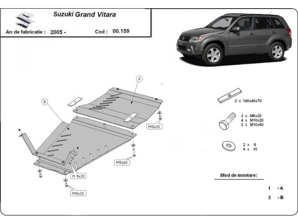 Oceľový kryt prevodovky a reduktora Suzuki Grand Vitara 2 (2005-2019)Suzuki Grand Vitara
