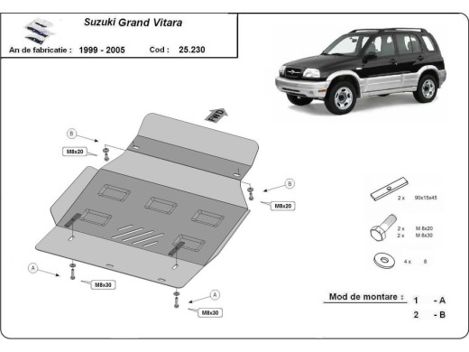 Oceľový kryt motora Suzuki Grand Vitara (1999-2005)Suzuki Grand Vitara