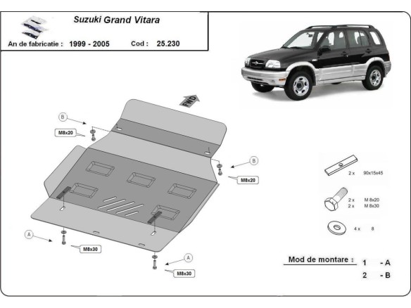 Oceľový kryt motora Suzuki Grand Vitara (1999-2005)Suzuki Grand Vitara