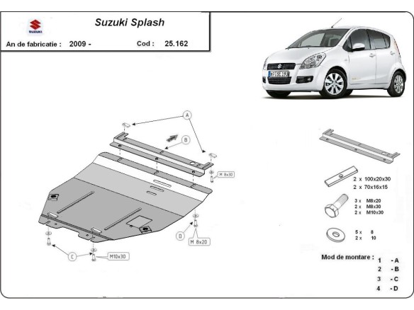 Oceľový kryt motora Suzuki Splash an (2009-2016)Suzuki Splash