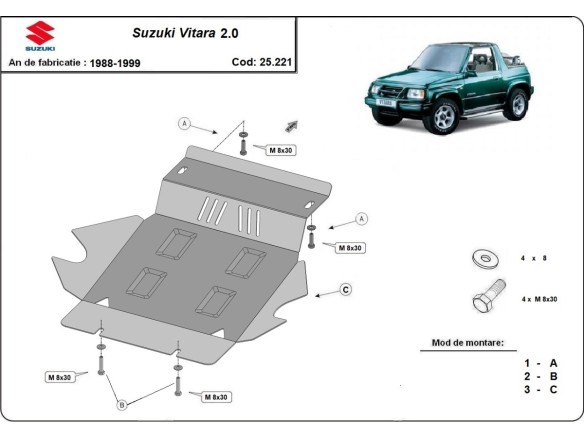 Oceľový kryt motora Suzuki Vitara 2.0 (1988-1999)Suzuki Vitara