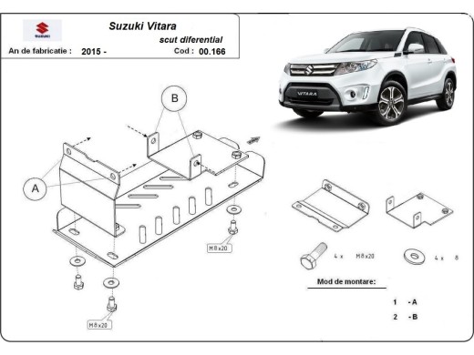 Oceľový kryt diferenciálu Suzuki Vitara (2015-2026)