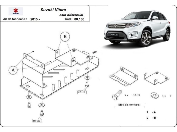 Oceľový kryt diferenciálu Suzuki Vitara (2015-2025)Suzuki Vitara