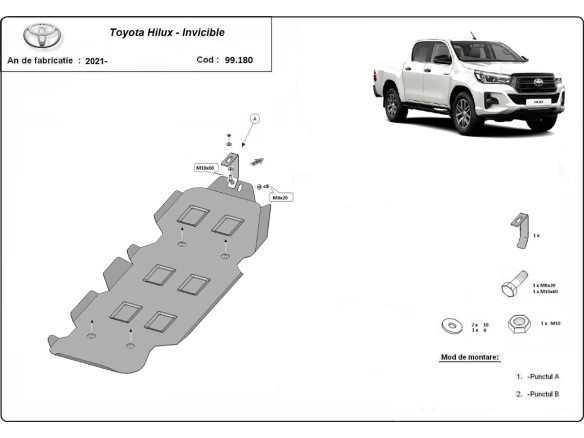 Oceľový kryt palivovej nádrže Toyota Hilux Invincible (2021-2025)Toyota Hilux Invincible