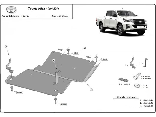 Oceľový kryt diferenciálu Toyota Hilux Invincible (2021-2026)