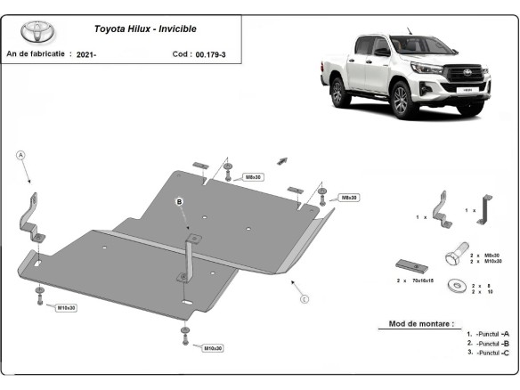 Oceľový kryt diferenciálu Toyota Hilux Invincible (2021-2025)Toyota Hilux Invincible