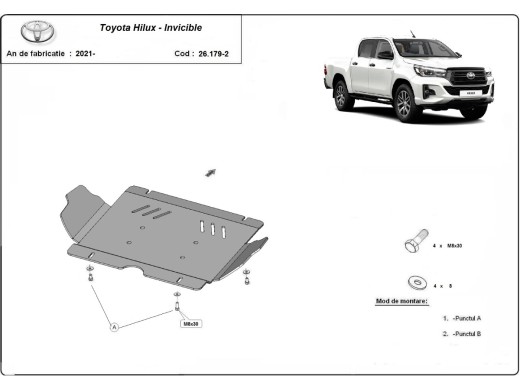 Oceľový kryt motora Toyota Hilux Invincible (2021-2025)Toyota Hilux Invincible
