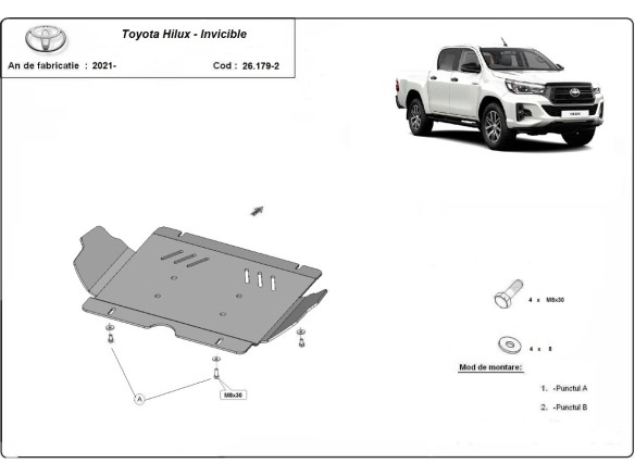 Oceľový kryt motora Toyota Hilux Invincible (2021-2026)