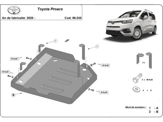 Oceľový kryt AdBlue Toyota Proace (2020-2026)