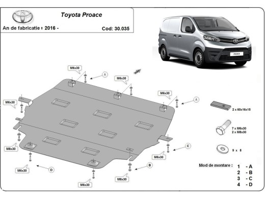 Oceľový kryt motora Toyota Proace (2016-2026)
