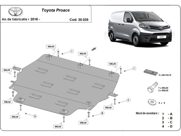 Oceľový kryt motora Toyota Proace (2016-2025)Toyota Proace