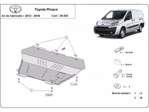 Oceľový kryt motora Toyota Proace (2013-2016)Toyota Proace