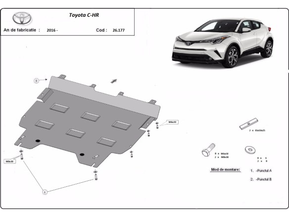 Oceľový kryt motora Toyota C-HR (2016-2023)Toyota C-HR