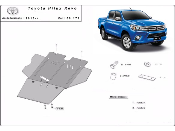 Oceľový kryt prevodovky Toyota Hilux Revo (2016-2026)