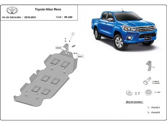 Oceľový kryt palivovej nádrže Toyota Hilux Revo (2016-2025)Toyota Hilux Revo
