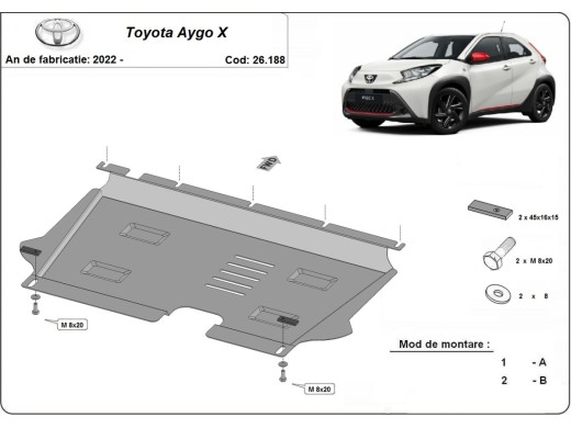 Oceľový kryt motora Toyota Aygo X (2022-2025)Toyota Aygo