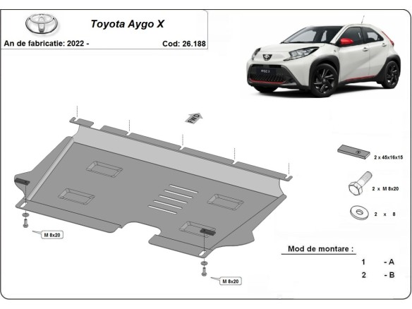 Oceľový kryt motora Toyota Aygo X (2022-2025)Toyota Aygo