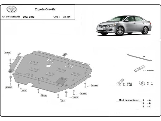 Oceľový kryt motora Toyota Corolla (2007-2012)Toyota Corolla