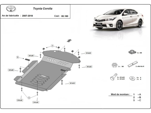 Oceľový kryt katalyzátora Toyota Corolla (2013-2018)Toyota Corolla