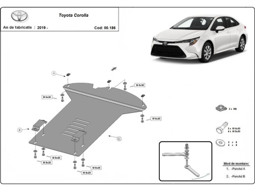 Oceľový kryt katalyzátora Toyota Corolla (2019-2025)Toyota Corolla