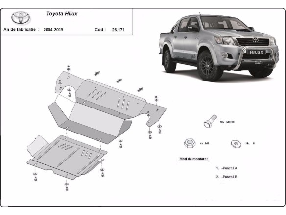 Oceľový kryt motora Toyota Hilux (2004-2015)Toyota Hilux