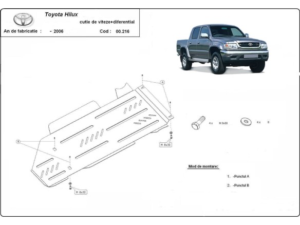 Oceľový kryt prevodovky a reduktora Toyota Hilux (2000-2004)Toyota Hilux